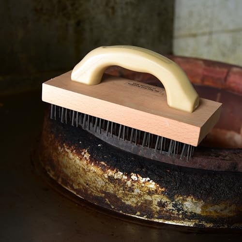 Wire Brush with Handle, Large Wire Brush for Cleaning Rust Removal Hotels Grills Welding Slags 12X8 Rows Flat Carbon Steel Wires,1PCS