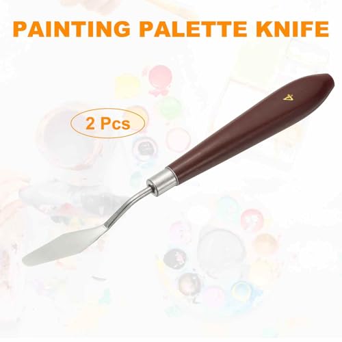 HARFINGTON 2pcs Palette Knife Painting Tool 1.77" x 0.55" Stainless Steel Art Spatula Pallet Knives Scrapers Tools with Plastic Handle for Acrylic Oil Canvas Mixing Spreading, Red/Silver - size: 1.77" x 0.55"