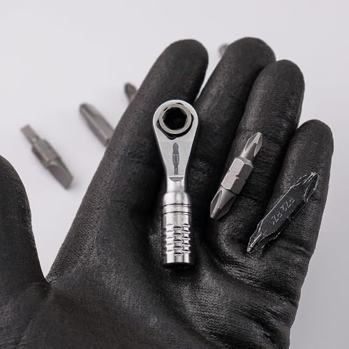 711L Mini Ratchet Wrench TG - One of the World's Smallest 1/4" EDC Ratchet Wrench For Tight Spaces - Stainless Steel - For Double-ended Bits - style: Mini Ratchet TG