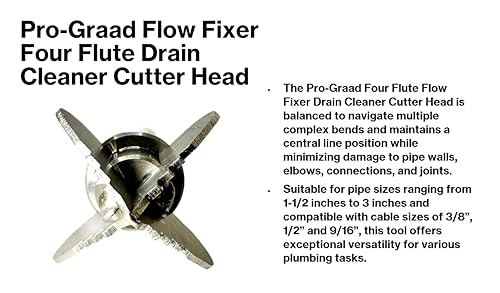 Flow Fixer Drain Cleaner Cutter Head 1-1/4", Spear, for 1-1/2" - 2" Pipes - style: 1-1/4" Four Flute (for 1-1/2" - 2" pipes)