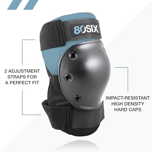 80SIX Multi-Sport Pad Set– Protective Gear for Skateboarding, Biking, Roller Skating, and Scooter - color: Stone Blue, size: 5+ Junior/X-Small