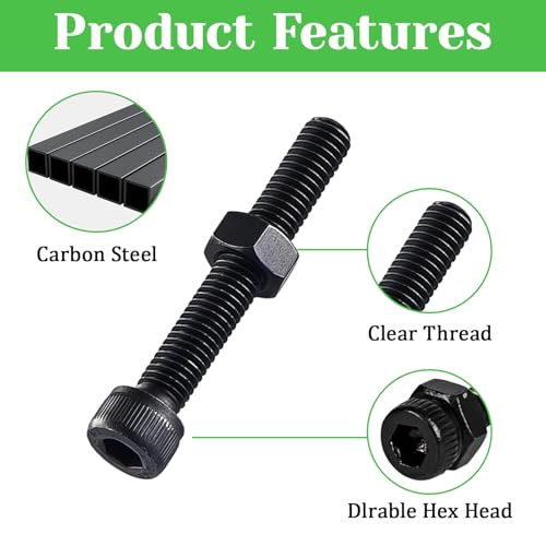100Pcs M3 x 45mm Hex Socket Head Cap Screws Bolts, Carbon Steel, Black Oxide Finish, Allen Socket Drive, Full Threads,with Hex Spanner - size: M3 x 45-100Pcs