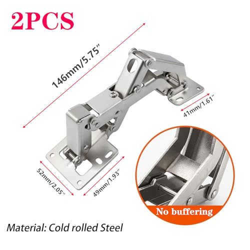 Qrity Kitchen Cabinet Door Hinges 170 Degree Hidden Frameless with Screws - size: 2 Pcs Hinges