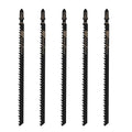 T-Shank Jigsaw Blades for Wood Contractor Assorted 7Inch Jig Saw Blades Set 5Pcs T744D T Shank Jig Saw Blades for Quick Cutting Wood, Hardwood, Plywood, Plastic, Metal, Black