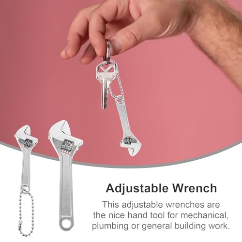 Mini Adjustable Wrench 4 Inch and 2.5 Inch, Black Spanner With Chain Hand Knurl Tool for Repair Maintenance Automotive Car