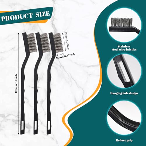 12 Pcs Mini Stainless Steel Wire Brush Set, Wire Scratch Brush - style: Stainless Steel