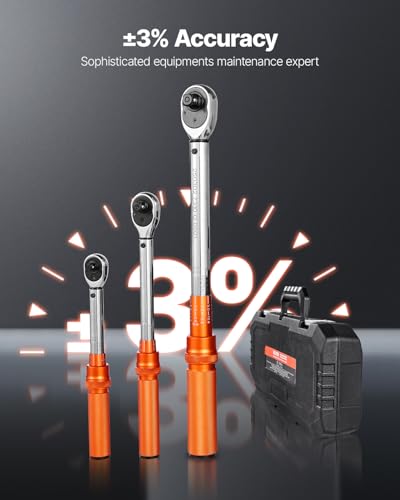 VEVOR 1/4 3/8 1/2 Inch Drive Torque Wrench, 3Pcs Click Torque Wrench Set 20-240IN-LB, 5-45FT-LB, 10-170FT-LB, Dual-Direction Adjustable 72 Tooth for Bicycle, Moto and Car Maintenance - size: 1/2" 3/8" 1/4" 6 PCS