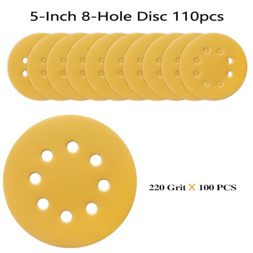 100PCS 5 Inch Sanding Discs 220 Grit Random Orbit Sander Sandpaper - style: Advanced Aluminum Oxide