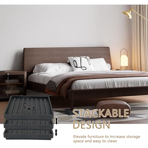 Bed Risers Heavy Duty, Set of 8, Stackable Square Furniture Risers, Black - size: 8pcs 3" Square