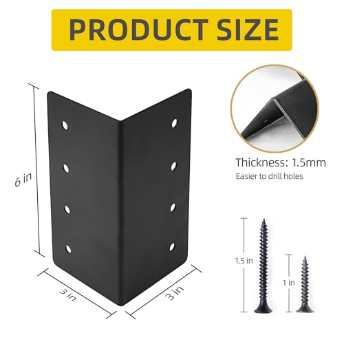4 Pack Raised Garden Bed Corner Brackets, 3"x 3" x 6" Metal Corner Brackets for 9"-12" Garden Bed with Screws for Wood Frame, Flower or Vegetable Planter Garden - style: Matte black -4pack