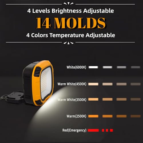 2 Pack Magnetic Work Light Rechargeable 5000Lumens, 6000mAH - color: yellow1