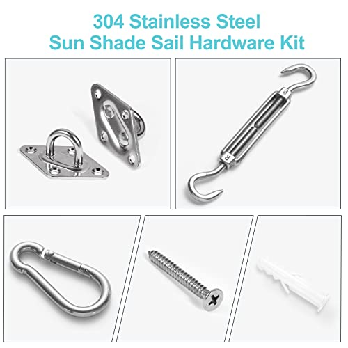 HOMPER Awning Attachment Set, Heavy Duty Sun Shade Sail Stainless Steel Hardware Kit for Garden Triangle and Square, Rectangle, Fixing Accessories