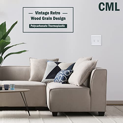 CML Classic Beadboard 2-Gang Toggle Light Switch Wall Plate, 5 Pack, White | Vintage Retro Wood Grain Design, Double Switch Covers, Standard Size 4.95'' X 4.87'', Impact Resistant - size: 5 Pack