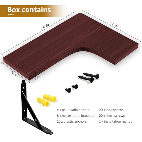 ROMGUAR CRAFT Corner Floating Shelves Wall Mounted Set of 4, Red - color: Red