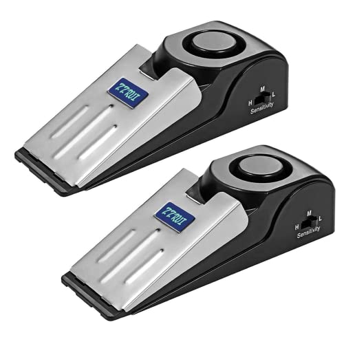 ZZRUI 2 Pack Door Stop Alarm with 120dB Siren, Wedge Door Stopper Security Device for Travel, Apartment, Hotel, Home – Portable Anti-Theft Floor Alarm for Entry Alert & Self Defense, Black - size: 2 Pack