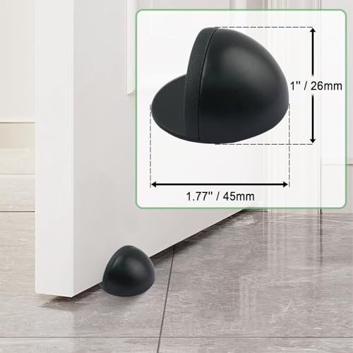 2 Pcs Adhesive Door Stopper Stainless Steel Floor Door Stopper Floor Mounted Door Stops for Living Room Bedroom Bathroom Office (Black&Silver)