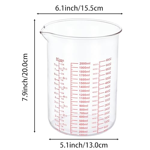 3 Piece Glass Measuring Cup Set, Includes 2-Cup, 4-Cup, and 8-Cup High Borosilicate Glasss Liquid Measuring Cups, Dishwasher, Freezer, Microwave, and Preheated Oven Safe, Essential Kitchen Tools - size: 2Cup/4Cup/8Cup