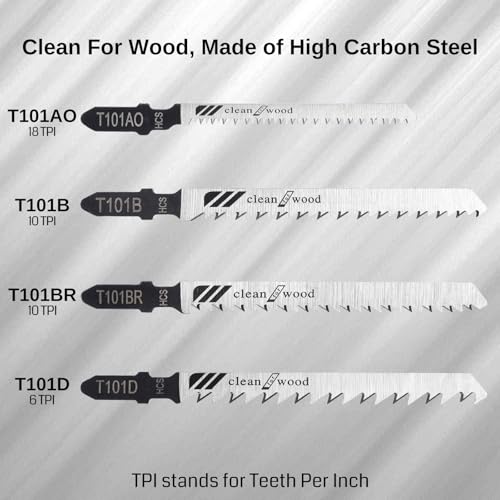 40Pcs T-Shank Multi-Purpose Jigsaw Blades Set with Storage Case, Made with HCS/HSS, Assorted T-Shank Jig Saw Blades for Wood, Plastic and Metal Cutting (JSB40A) - style: JSB40A 40Pcs Set