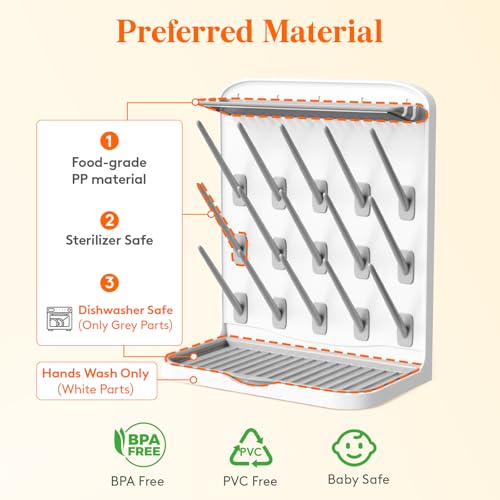 Lifewit 15-Hooks Baby Bottle Drying Rack for Countertop - size: Large-15 Hooks