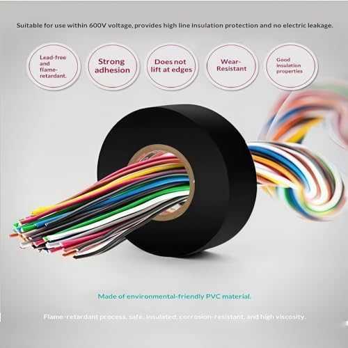 3 Rolls Green Flame-Retardant Electrical Tape 3/4 inch * 66 feet; UL Certification, Insulation Repair for Household Outdoor and Indoor Wires Below 600V, Industrial Grade PVC Electrical Tape - color: green