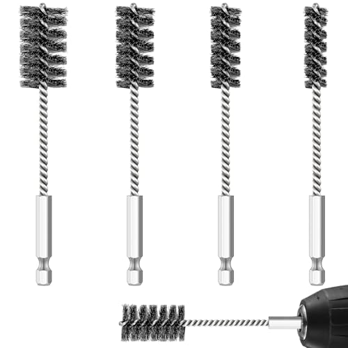 Hicarer 4 Pcs Wire Bore Brush for Power Drill Set, Stainless Steel