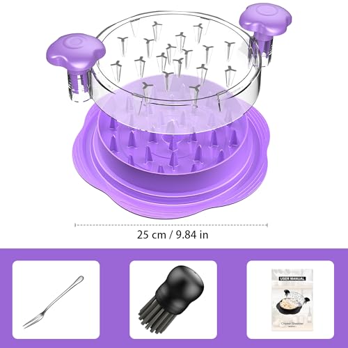Chicken Shredder Tool Twist Large Meat Shredder with Brush&Fork, Purple - color: Purple