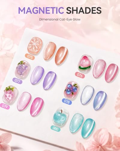 Makartt Cat Eye Gel Nail Polish Set 15ML : 6 Shimmer Magnetic Colors - color: Infinity Stones