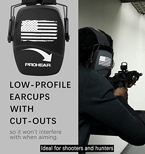 PROHEAR 016 NRR 26dB Shooting Ear Protection, Slim Passive Earmuffs - color: Black F