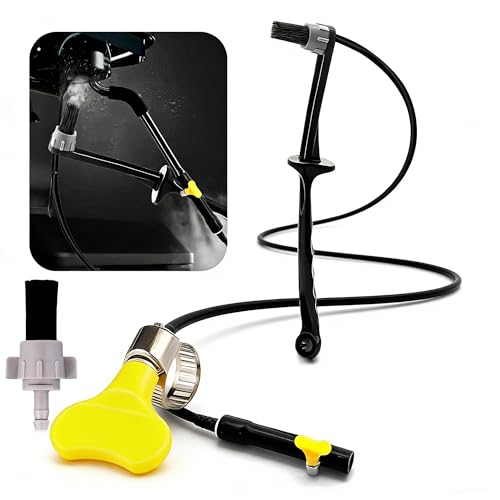 Espresso Machine Cleaning Brush with 36 Inch Silicone Hose Steam Wand Tool - color: Black+One replacement head + two hose clamps