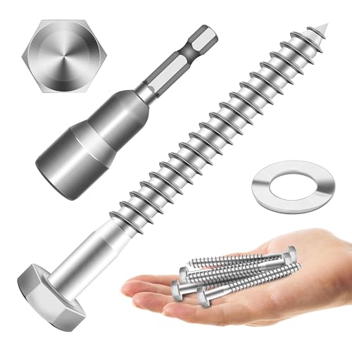 (20Sets) 1/4" x 3" Hex Head Lag Bolts, Heavy Duty Lag Screws with Washers, 304 Stainless Steel Bolts 18-8, Lag Screws Wood Screws, Partial Thread Bright Finish, 1/4 Bolt by Mywish - size: 1/4 x 3" (20 set)