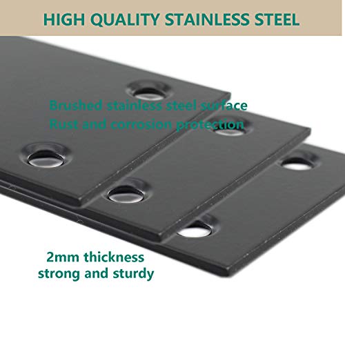 10 Pack Flat Straight Brace Brackets,ULIFESTAR Stainless Steel Mending Bracket Plate Metal Shelf Support Fixing Joining Plate for Furniture,Wood,Shelves,Cabinet with Screws Black(40x80mm/1.6''x3.15'') - size: 40 x 80 x 2 mm