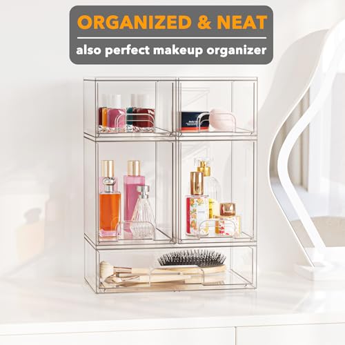 SpaceAid Bottle Storage Organizer Baby - Acrylic Bottles Station Organizer Container, Stackable Clear Drawers for Countertop, Vanity, Bathroom, Cabinet, Pantry Organization, 5 Pack, 2S2M1L, 15.4"H - size: 15.4"H, 5 Pack, 2S2M1L