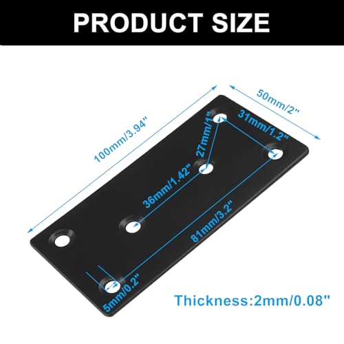 Murtenze 4 Pack Black Stainless Steel Mending Plates, 4 x 2 - size: 50*100mm