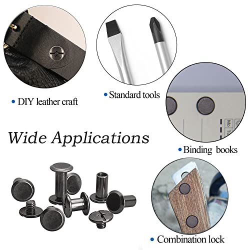 50 Sets M5*8 Gun Black Chicago Screw Kit Leather Rivets Screw Rivets Chicago Screw Buttons DIY Leather Trim - color: black, size: M5*8mm