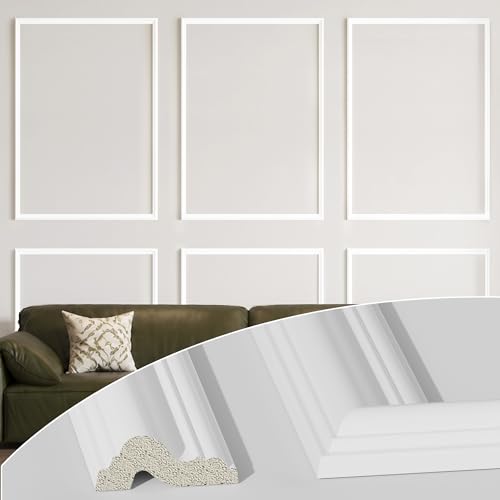 SMARTSTANDARD Precut Wall Molding Kit, Ready to Assemble, 6-Frame - color: White: Style 4