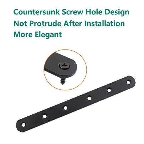 4 Pack Flat Mending Plate for Wood, ULIFESTAR Black Iron Flat Straight Brace Brackets Metal Repair Fixing Wood Brace Joining Plates Connector for Repairing Wooden Furniture with Mounting Screws - size: 8 x 0.79 x 0.12 inches