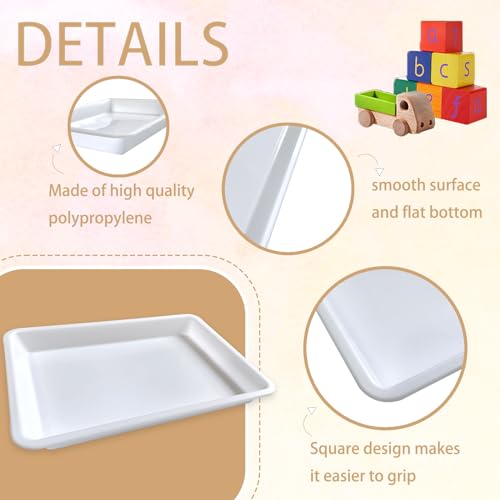 10PCS Plastic Art Trays,White Activity Tray,Crafts Organizer Tray,Serving Tray for Home,School,Kids,DIY Projects,Painting,Beads
