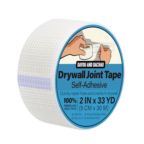 Drywall Joint Tape, Self-Adhesive Fiberglass Mesh Tape for Wall Repair, 2 Inch x 33 Yd