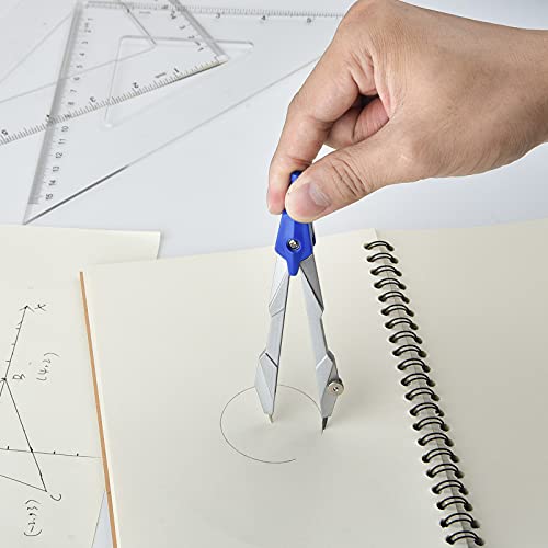 Coopay 12 Inch Math Geometry Tool Plastic Ruler Square Set Includes Straight Ruler, Triangles, Protractor, Compass, Pencil Lead, Pencil Sharpener for Student School Home Office Supplies - size: Math Geometry Tool
