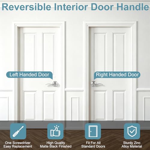 Privacy Door Levers Interior Door Handles, Keyless Interior Door Knobs for Bedroom Bathroom, Heavy Duty Zinc Alloy Reversible Interior Door Handle (10 Pack Brushed Nickel)