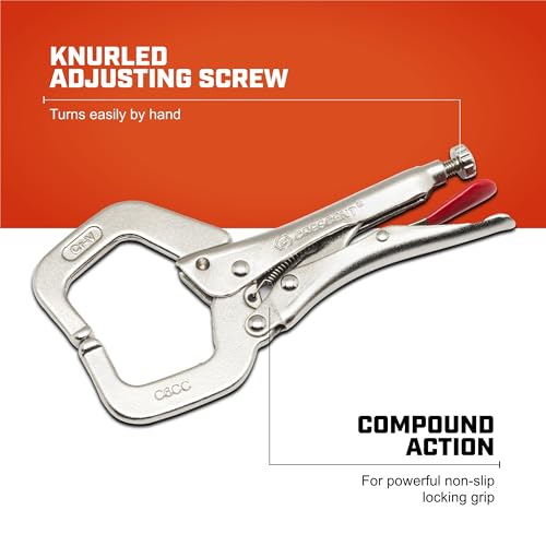 Crescent 6" Locking C-Clamp with Regular Tips - Carded - C6CCVN , Red - size: C6CCVN