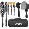 8Pcs Wheel Brush, Tire Brush, Wheel Cleaner Brush Set - 2 Soft Wheel Cleaning Brushes, Detailing Brush & Hard Tire Scrubber, Flexible and Durable Rim Cleaning Brush Kit for Wheels and Tires