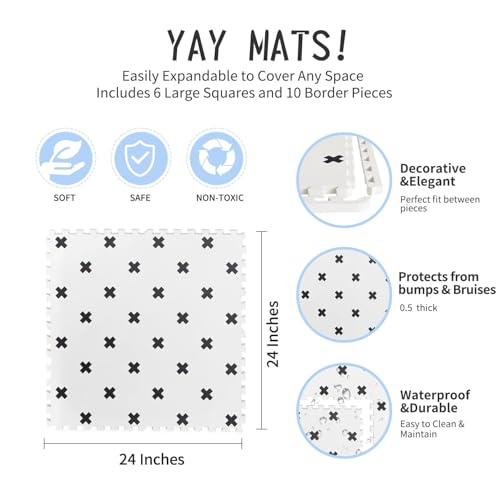 Yay Mats Extra Large Puzzle Play Mat, Brooklyn Cross - color: Brooklyn Cross White