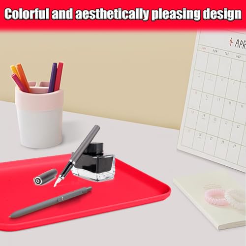 Plastic Serving Trays, 12 Pack Cafeteria Trays Plastic Fast Food Tray for DIY Projects, Painting, Beads, Organizing Supply, 9.4 X 6.7 X 0.6 Inches (Red) - color: Red