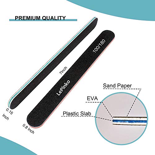 10PCS Double Sided 100/180 Grit Nail File Set - color: Black