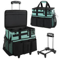 SCAVATA Rolling Cleaning Caddy Bag with Detachable Trolley & Wheels - color: Cyanblue
