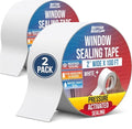 Window Sealing Tape White 2-Pack, 2 Inch x 100 FT Per Roll, Weather Seal - color: White, size: 2 Pack