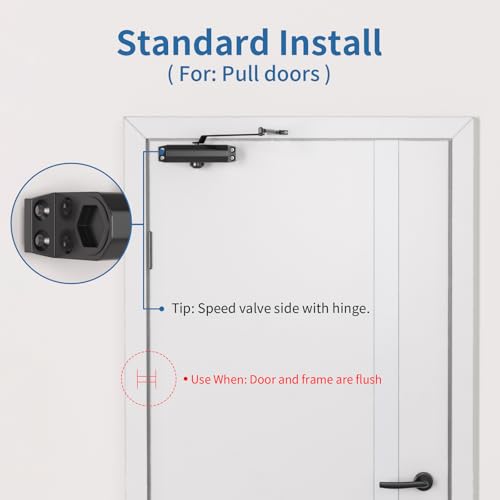 Automatic Door Closer for Home or Commercial, Heavy Duty Door Slower Closer No Slam, Hydraulic Door Soft Closer with Hold Open, Self Closing Mechanism for Ensure Smooth and Secure,Small - size: Small, style: JetBlack