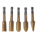 5Pcs Rotary File Cutting Burrs, Hex Shank Double Cut Metal Grinder Drill Bit Set High Speed Steel Rotary File Set