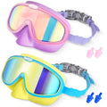 Seago Kids Swim Goggles with Nose Cover 2 Pack for 3-14 Anti-Fog Clear View - color: Yellow & Pink